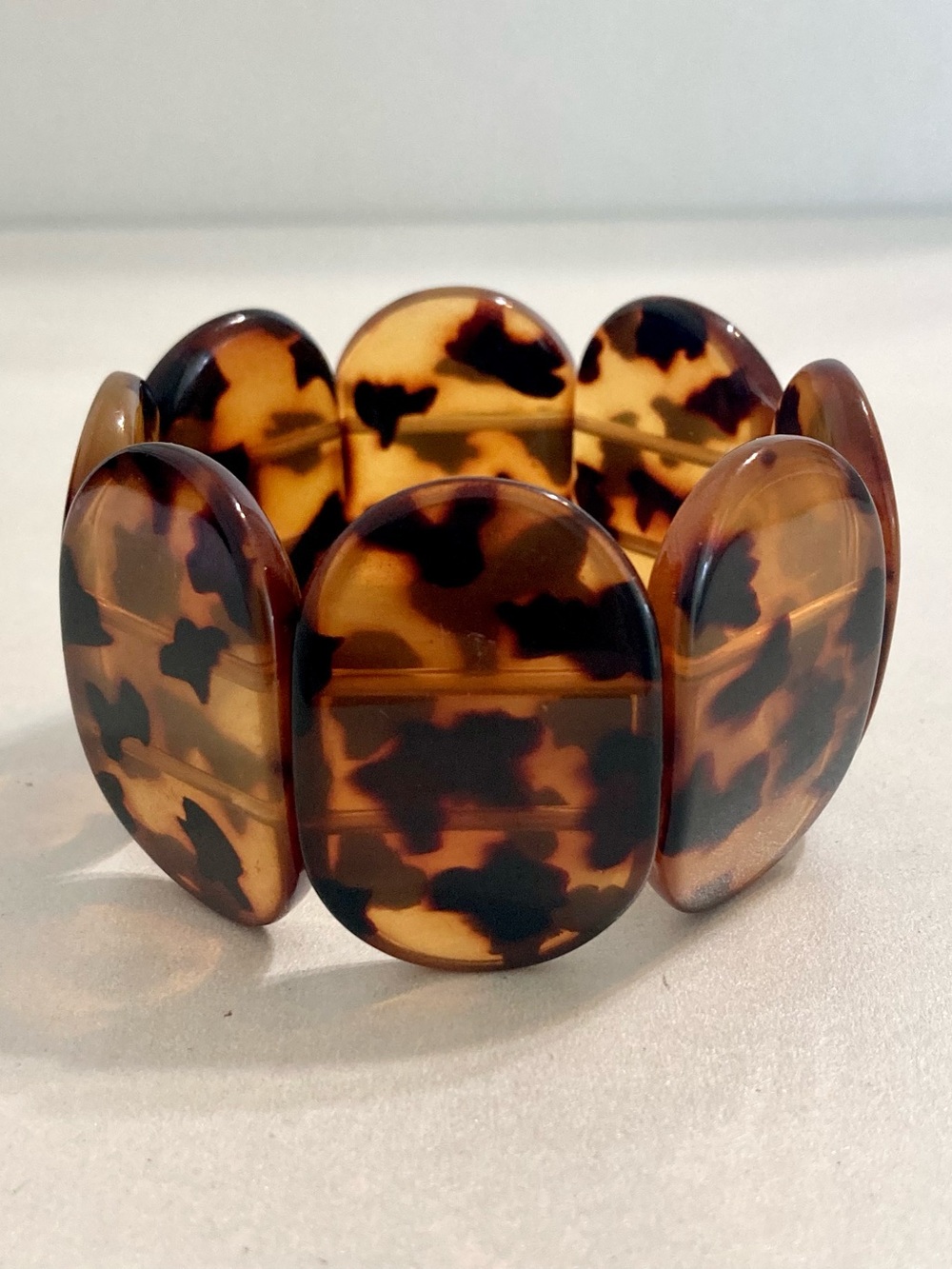 Chunky faux Tortoise shell animal print Stretch preloved Bracelet Women Jewelry